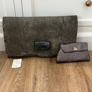 Manhattan Beach California boutique leather clutch. 15”x 9”; magnetic closure.